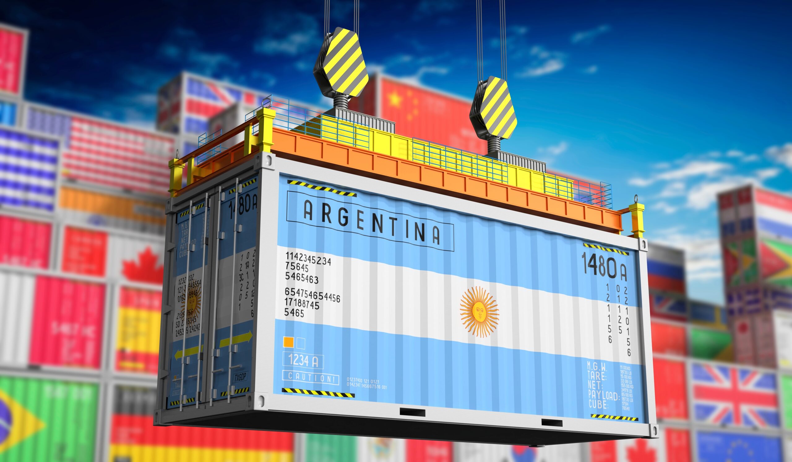 Freight,Shipping,Container,With,National,Flag,Of,Argentina,-,3d